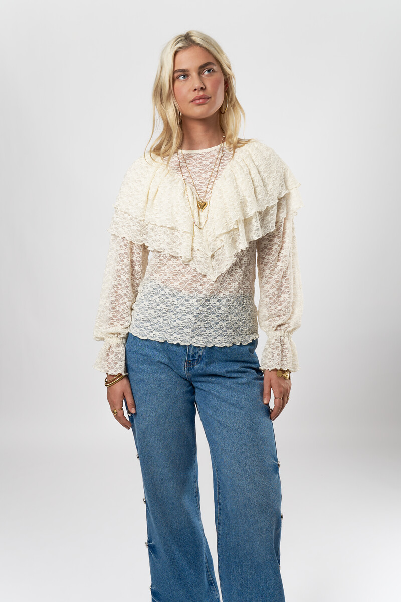 Beige lace top with ruffles | My Jewellery