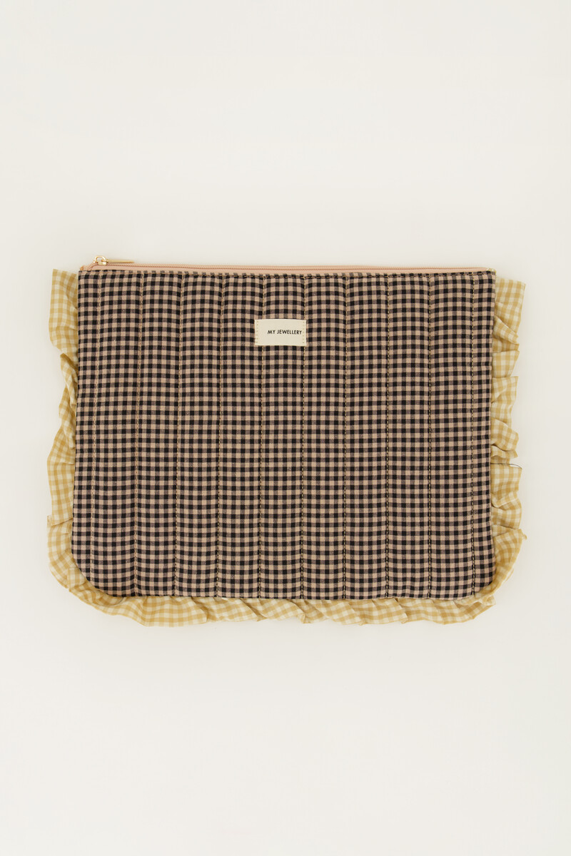 Beige laptop sleeve with ruffle and diamond | My Jewellery