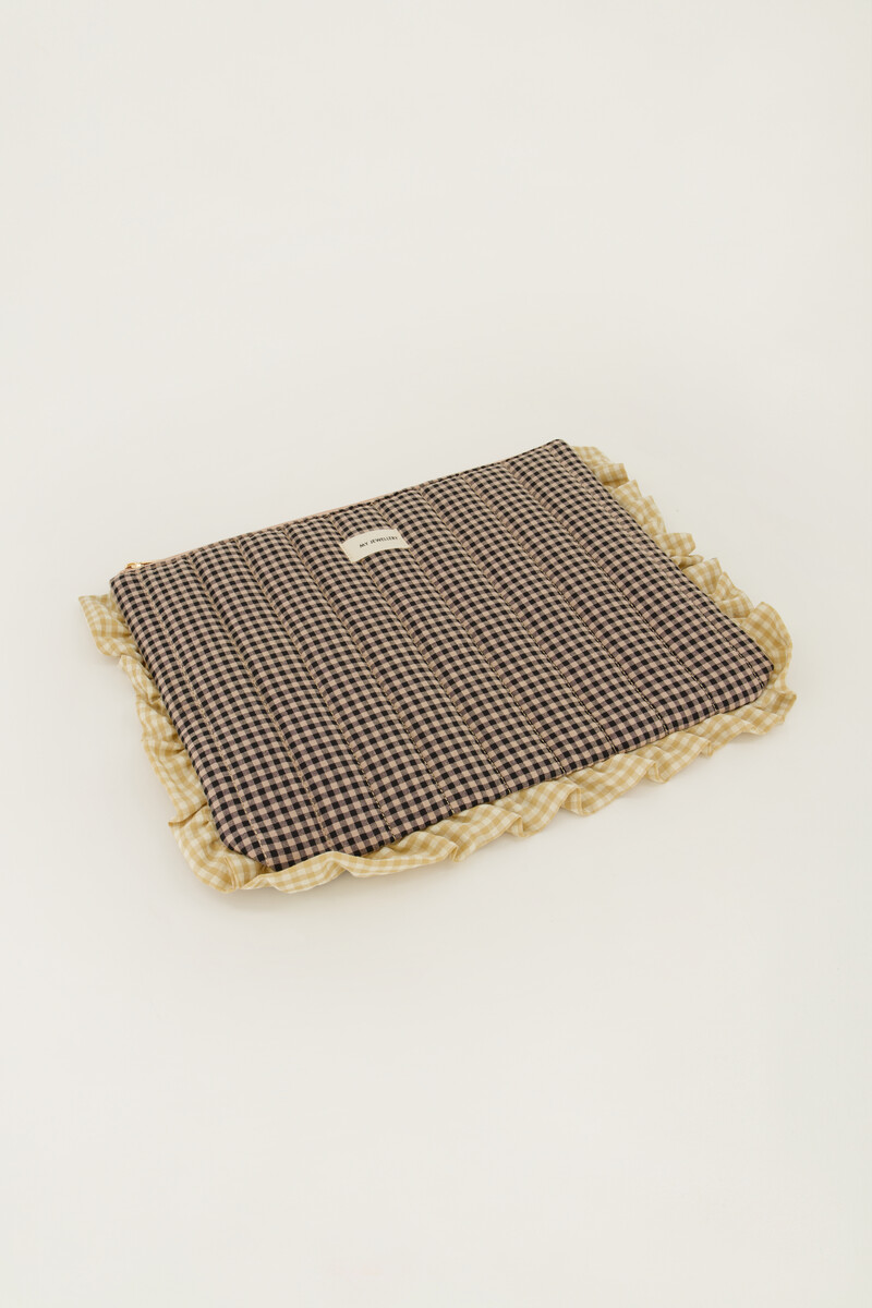 Beige laptop sleeve with ruffle and diamond | My Jewellery
