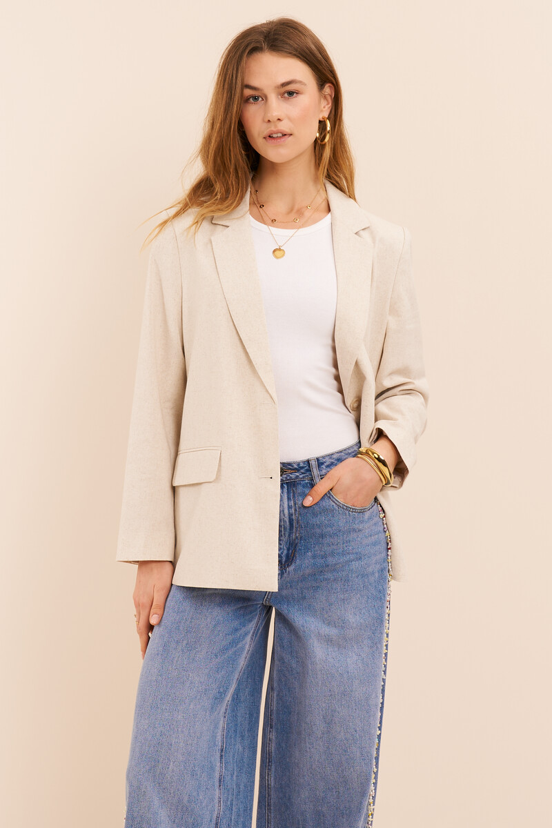 Beige linen look blazer | My Jewellery