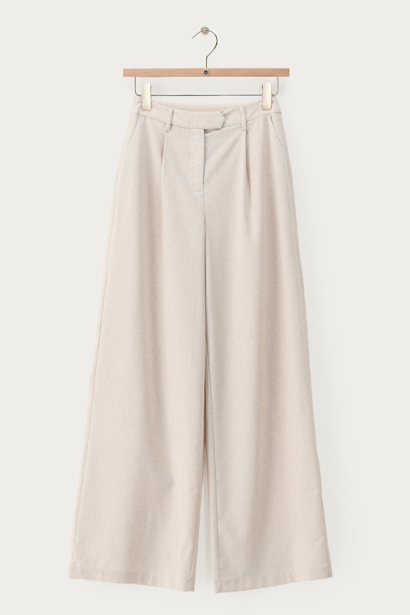 Beige linen-look wide leg trousers | My Jewellery