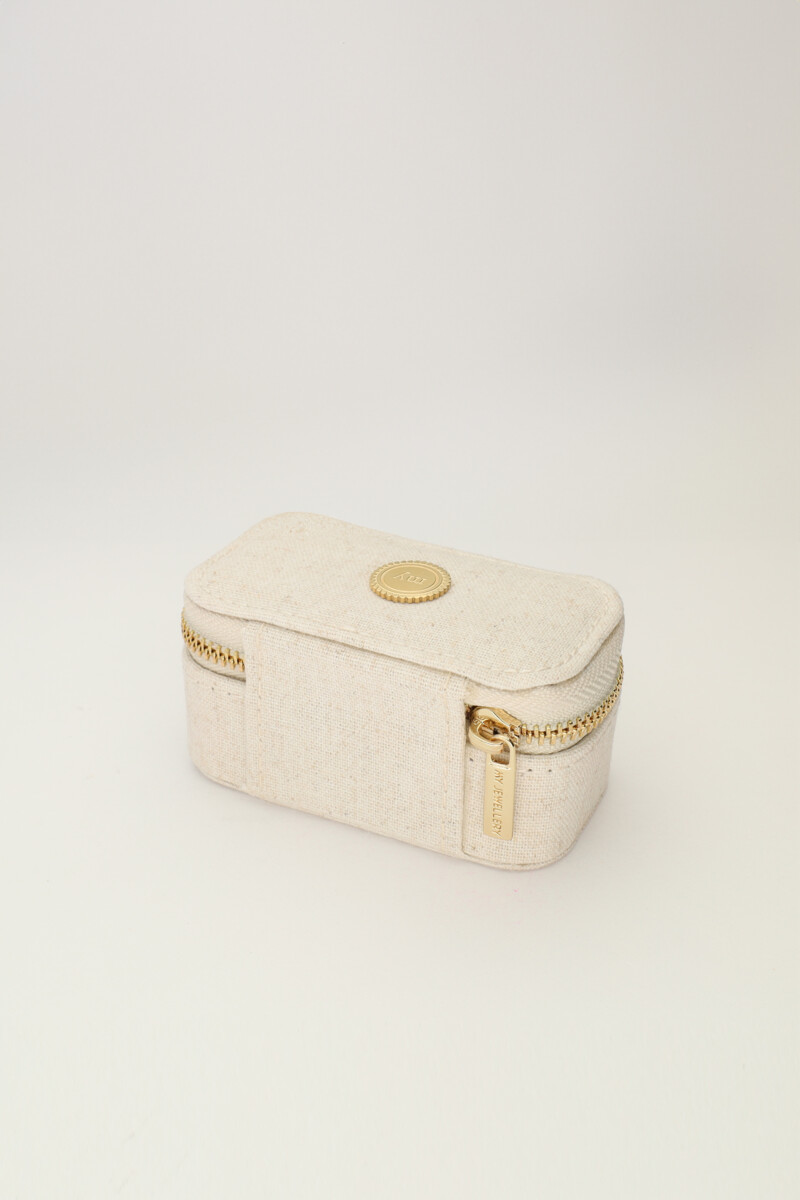 Beige linnen look sieraden etui mini