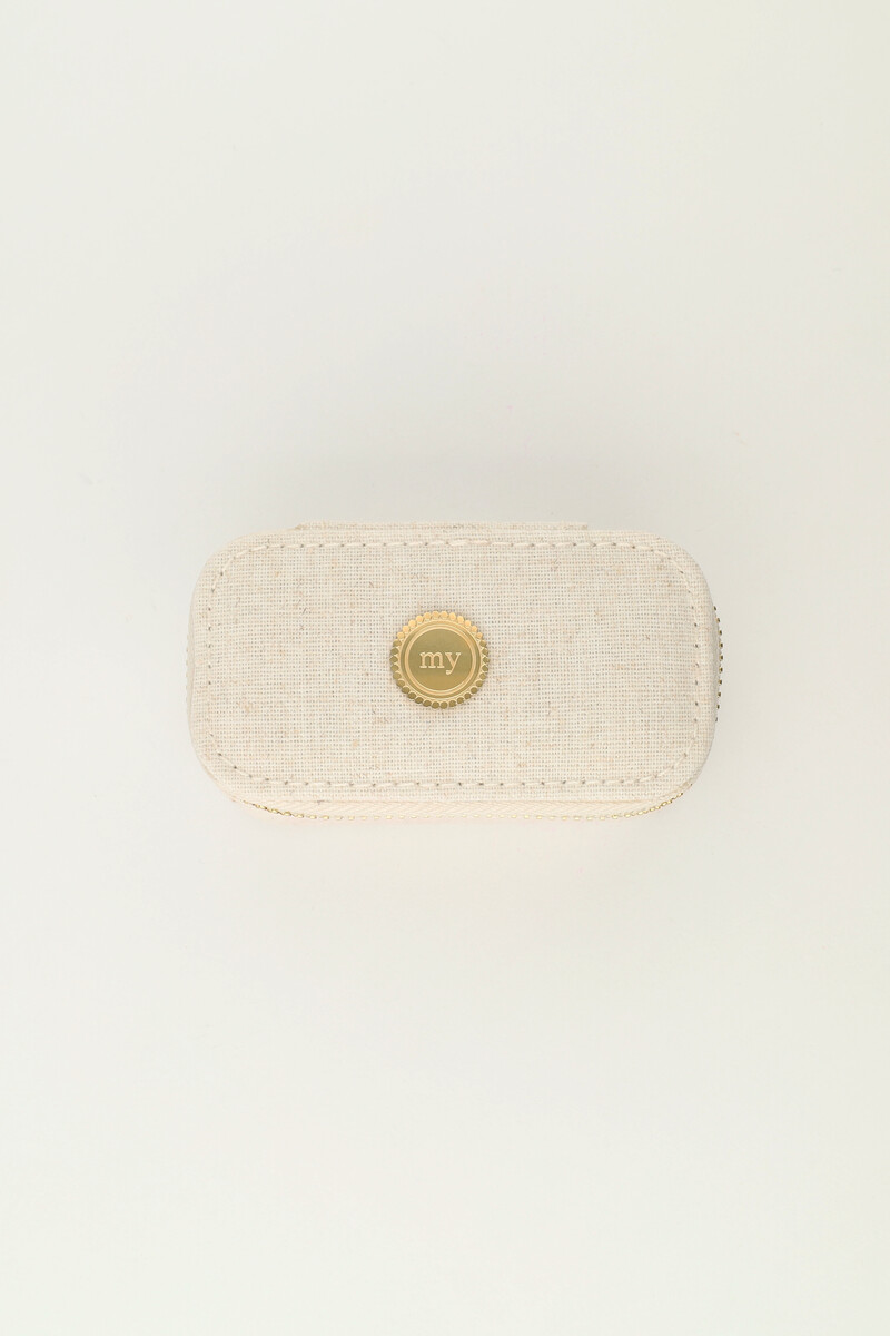 Beige linnen look sieraden etui mini