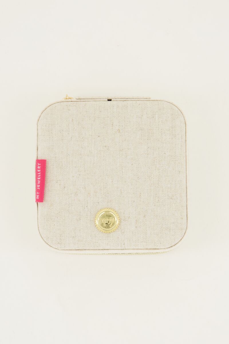 Beige linen look jewellery case small | My Jewellery