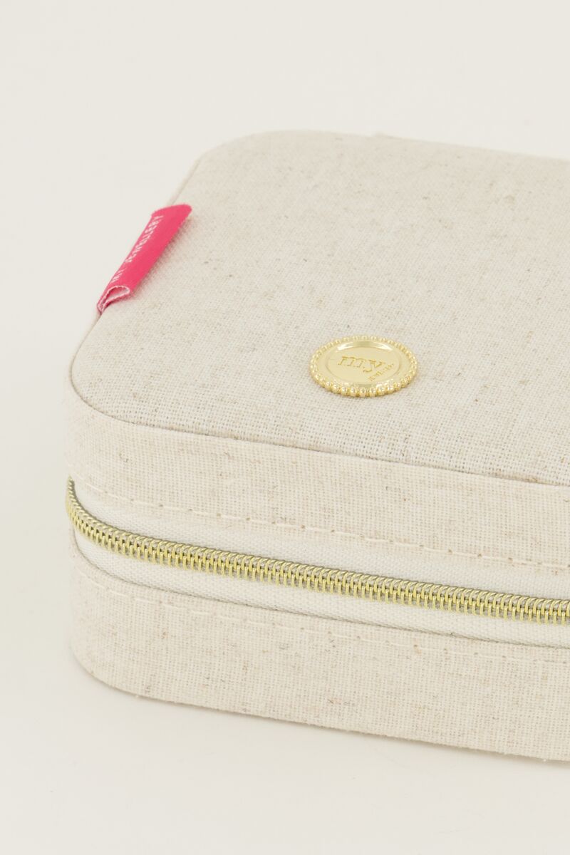 Beige linen look jewellery case small | My Jewellery