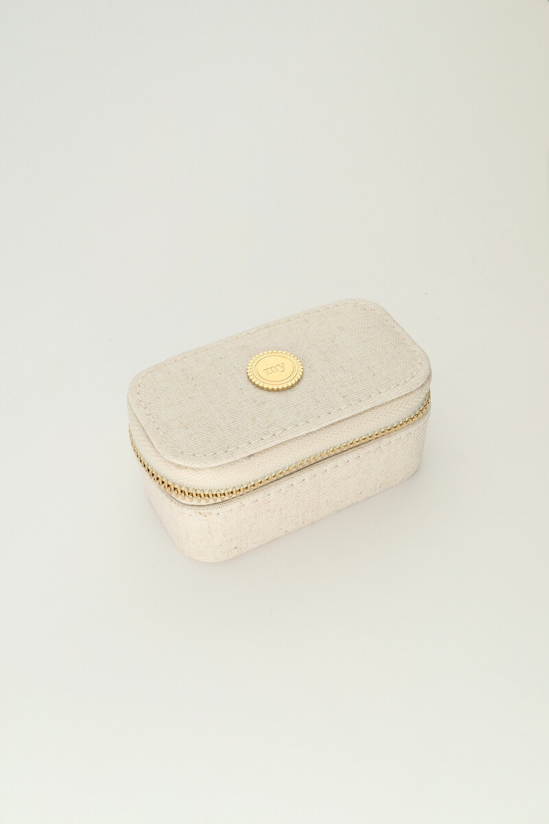 Beige linen look jewellery case small | My Jewellery