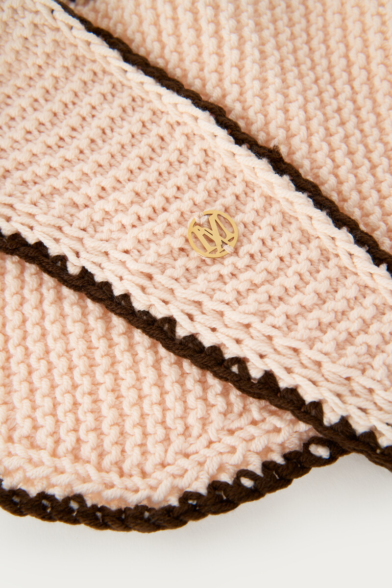 Beige mini knitted scarf with contrasting edge | My Jewellery