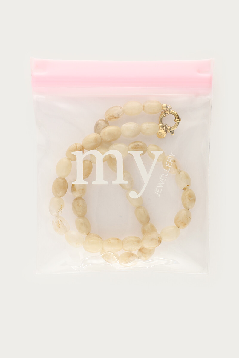 Beige minimalist beaded necklace | My Jewellery