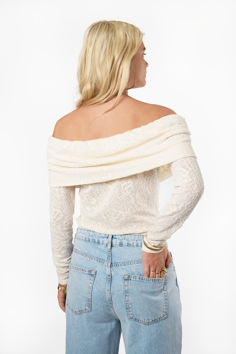 Beige off-shoulder textured top | My Jewellery