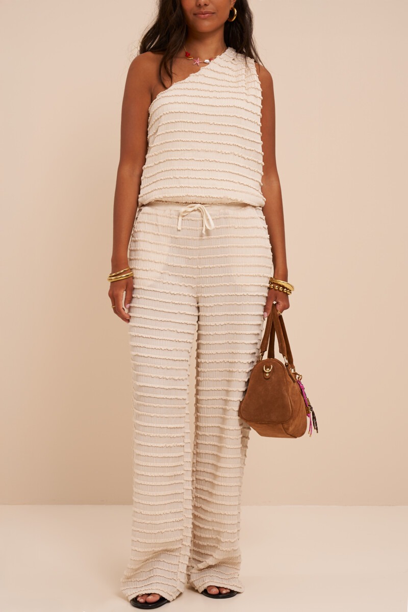Top texturé beige asymétrique