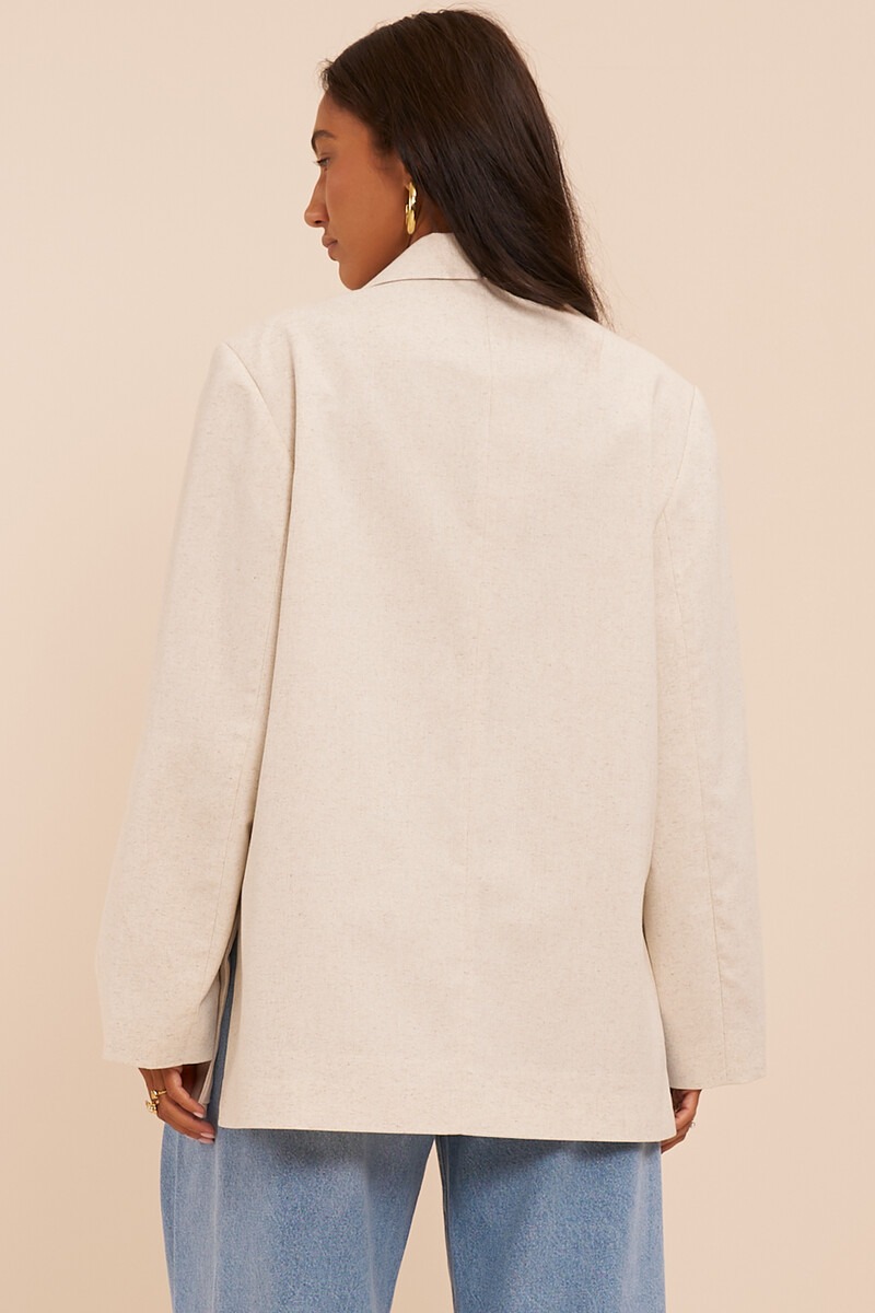 Beige oversized blazer in linen look | My Jewellery
