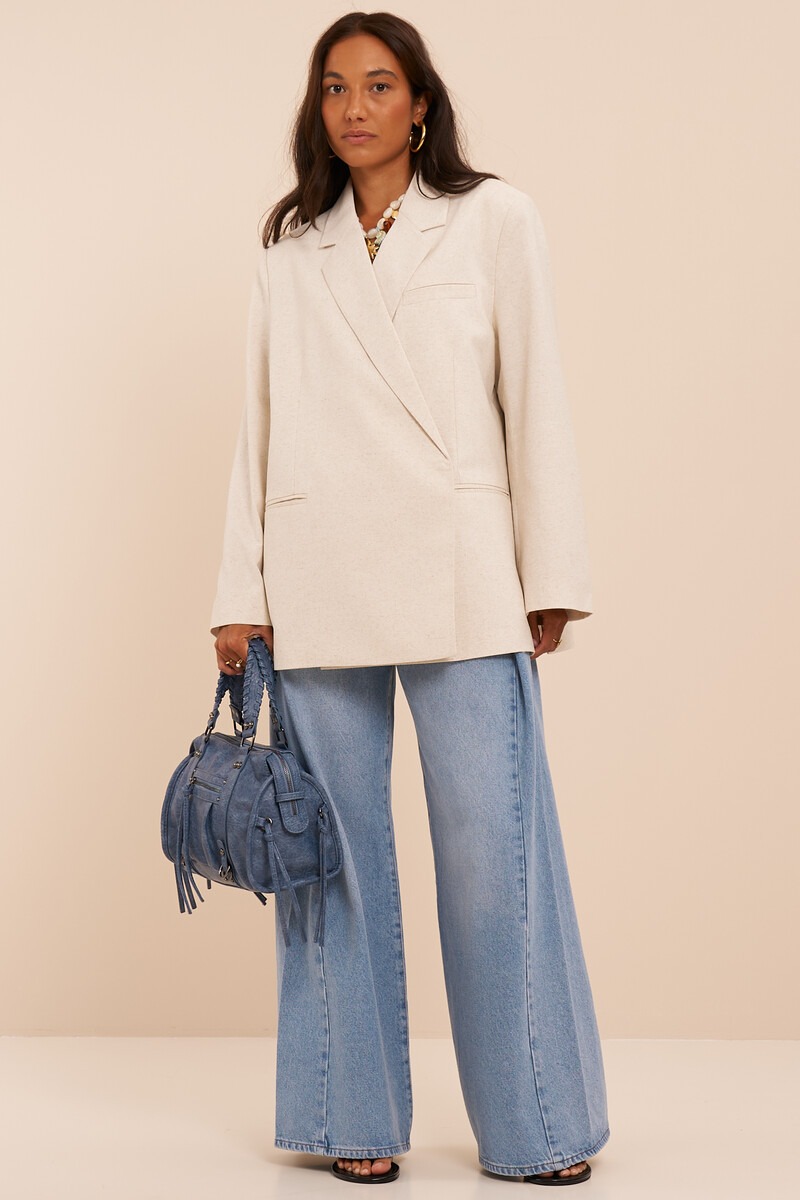 Beige oversized blazer in linen look | My Jewellery