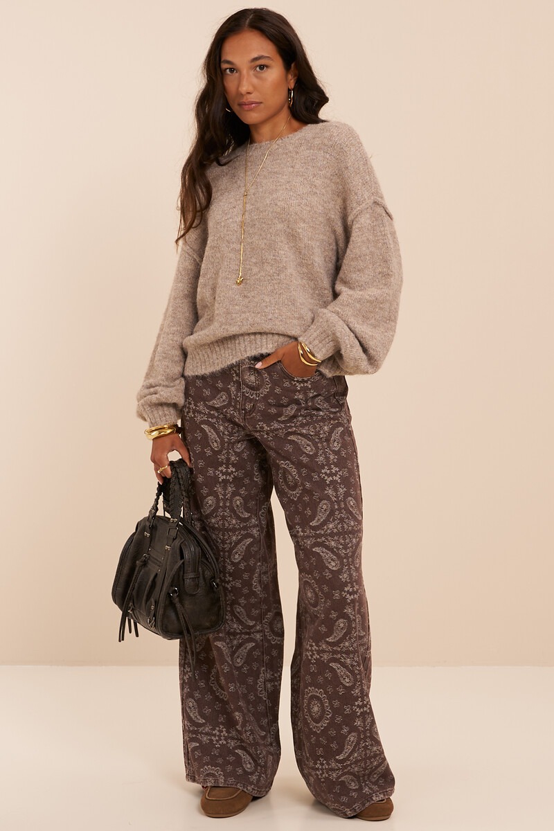 Pull oversize beige en maille