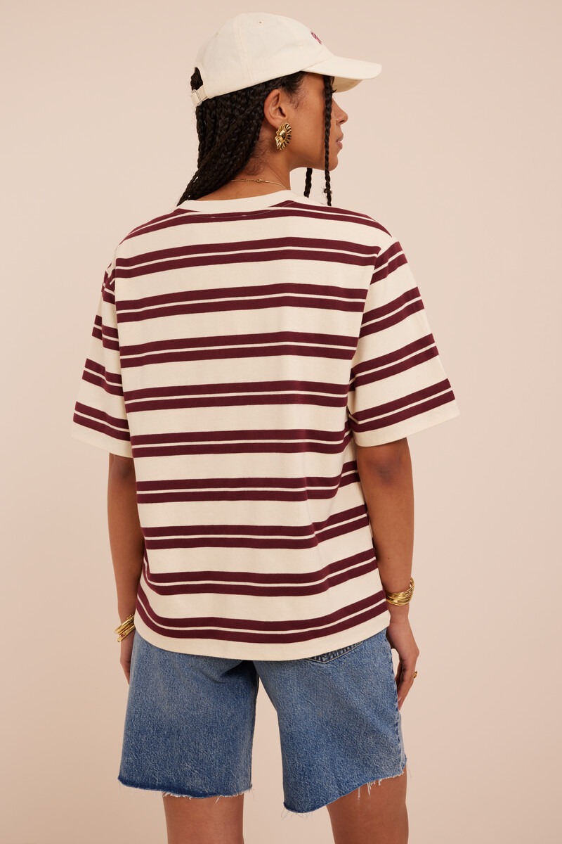 Beige oversized T-shirt with stripes | My Jewellery