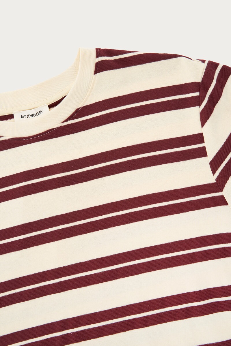 Beige Oversized T-Shirt with Stripes | My Jewellery