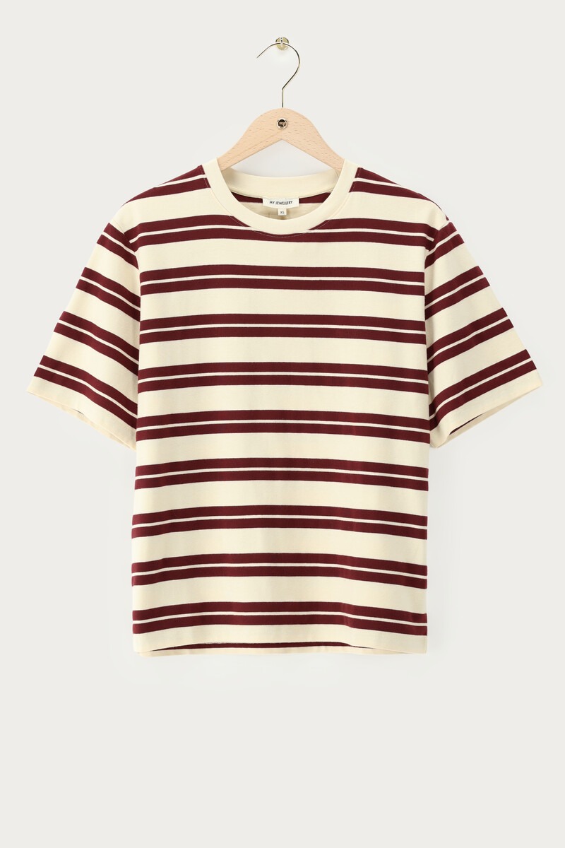 Beige Oversized T-Shirt with Stripes | My Jewellery