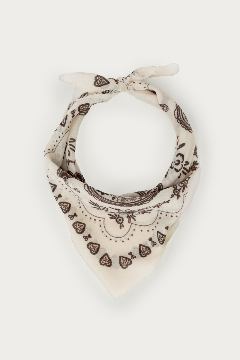 Beige sjaal met bruine paisley print