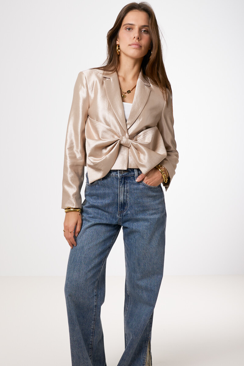 Beige short blazer with bow | My Jewellery
