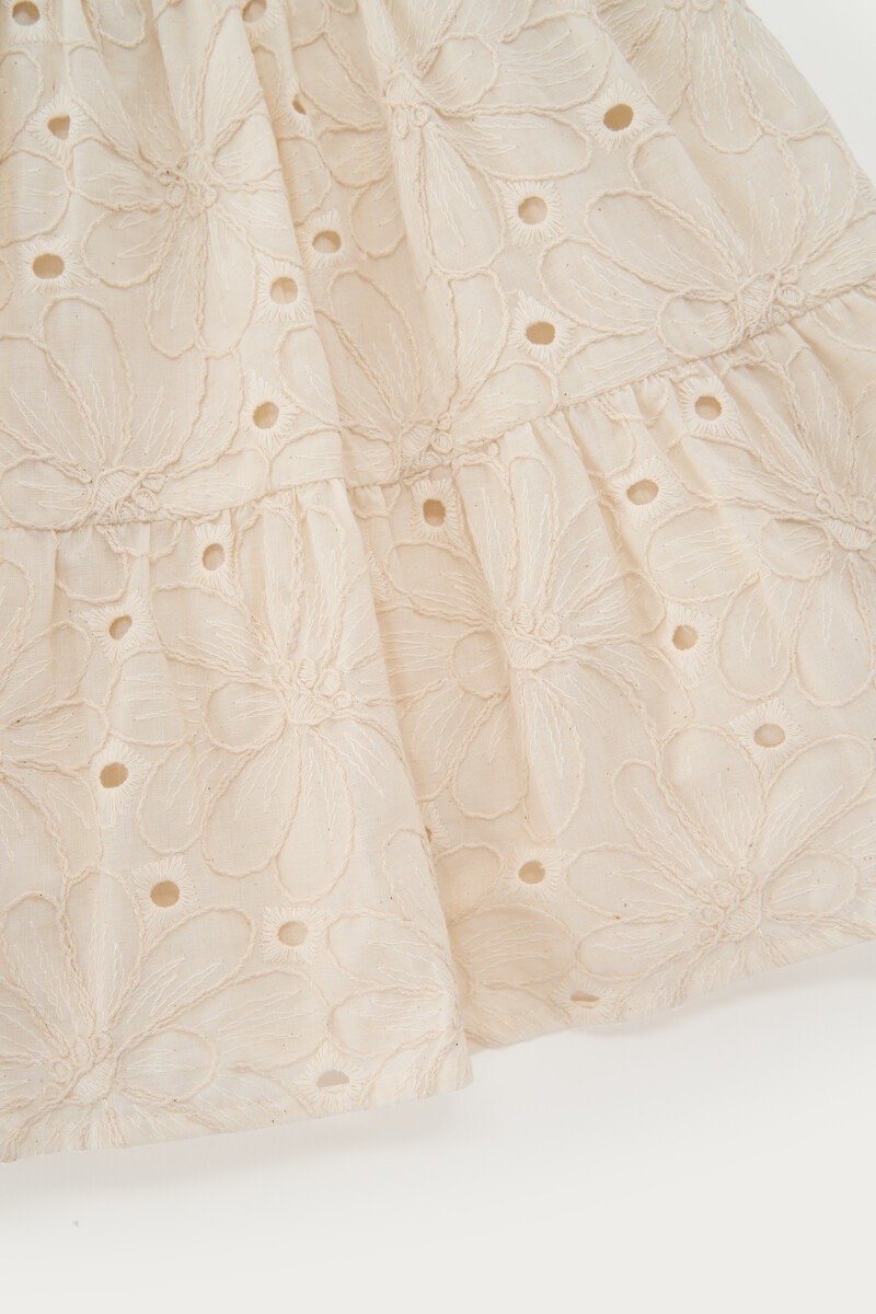 Beige short skirt with embroidery and elasticated waistband | My Jewellery