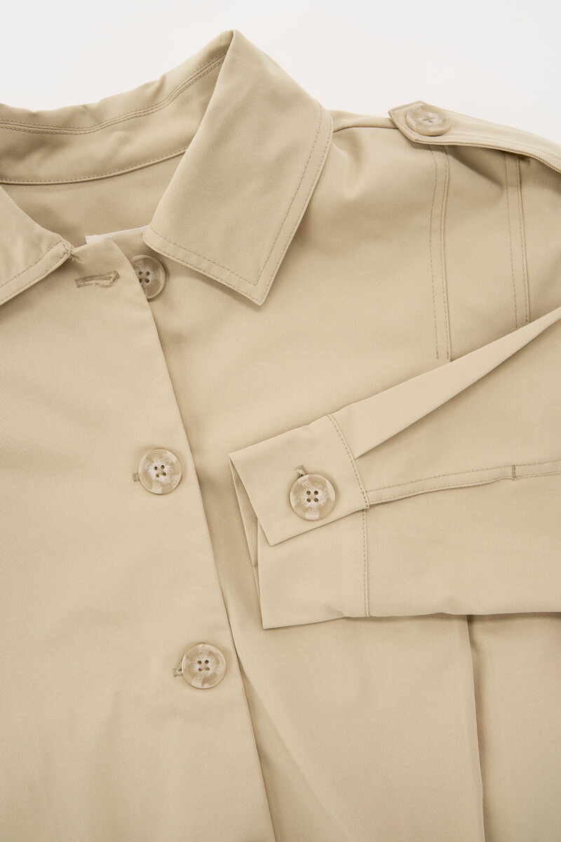 Beige short trench coat with pleats | My Jewellery