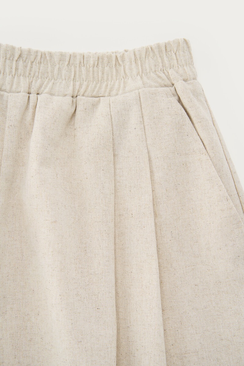 Beige shorts in linen look with elasticated waistband | My Jewellery