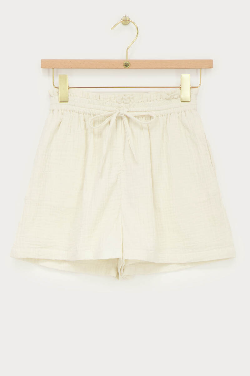 Beige shorts with elastic band & ruffles | My Jewellery