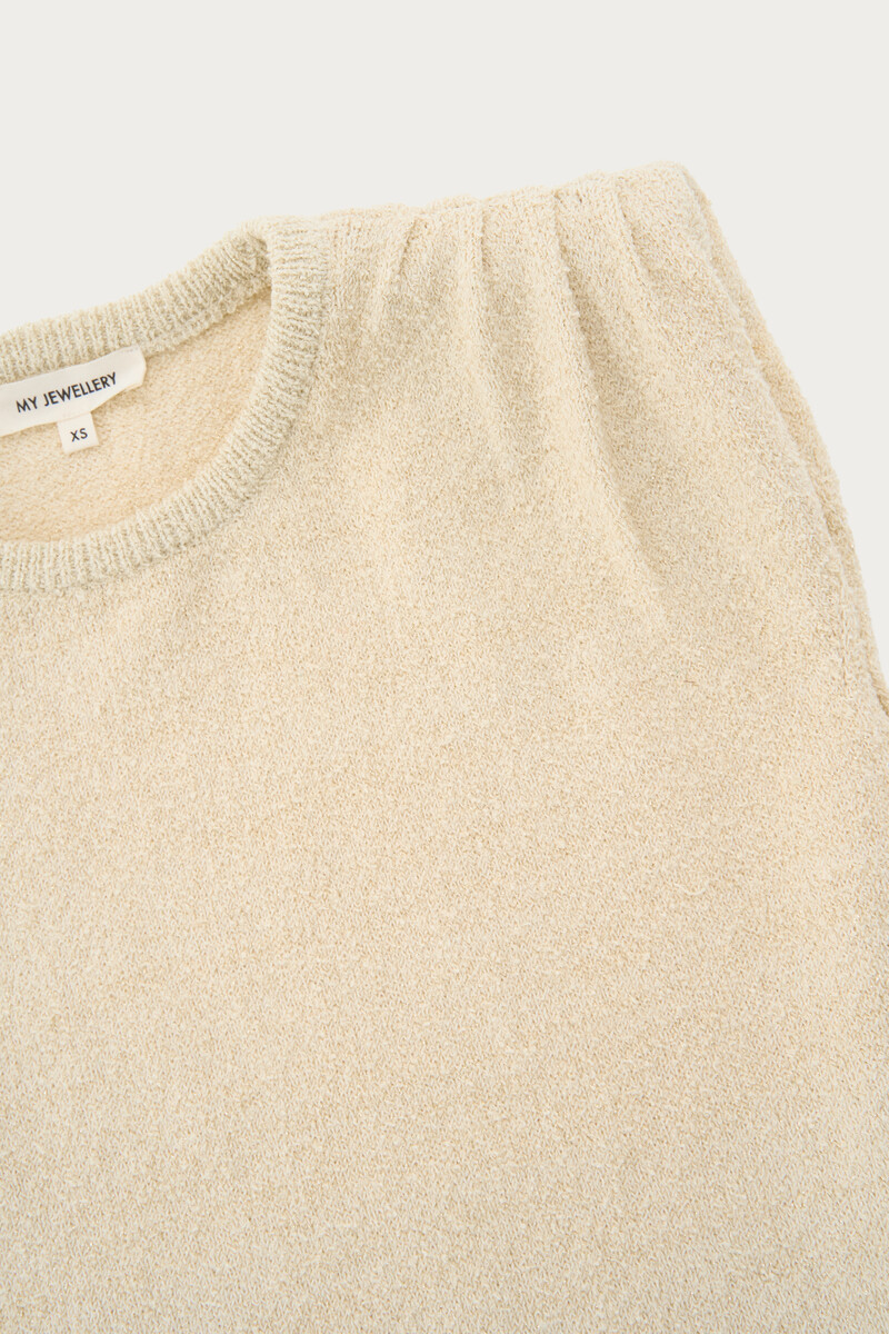 Beige sleeveless bouclé top | My Jewellery