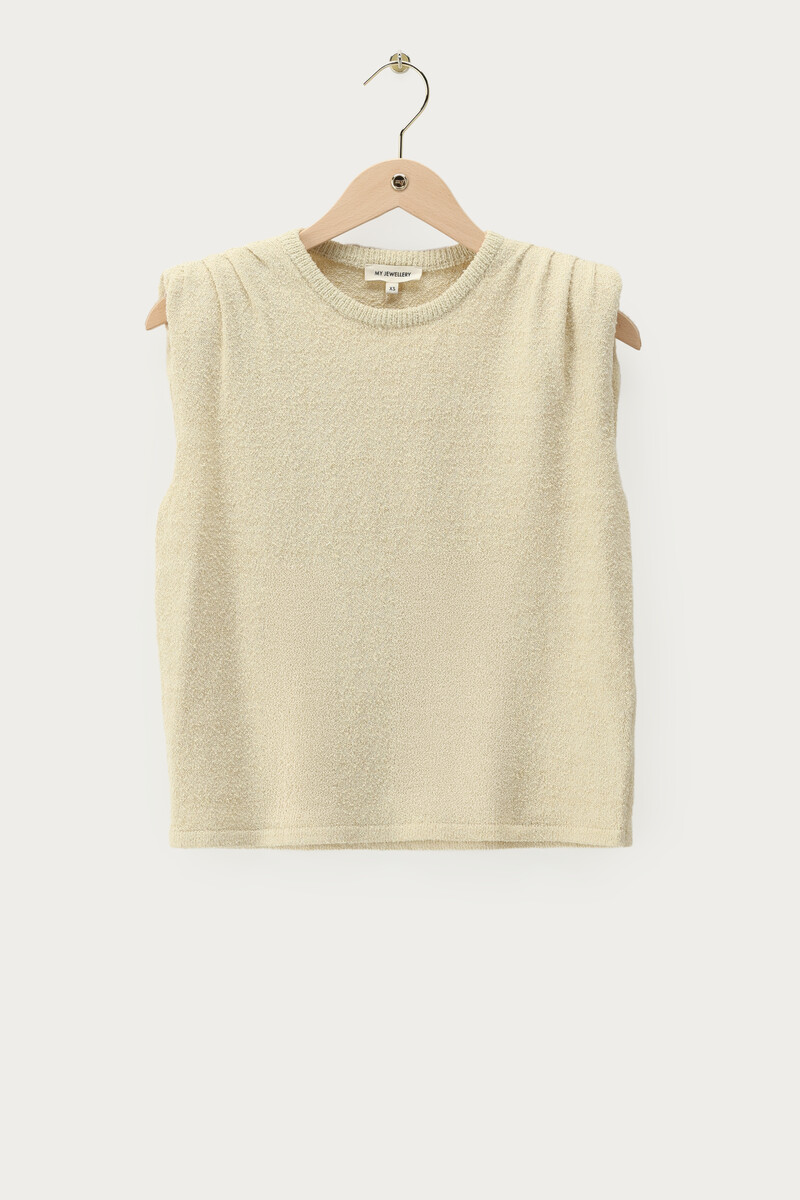 Beige sleeveless bouclé top | My Jewellery