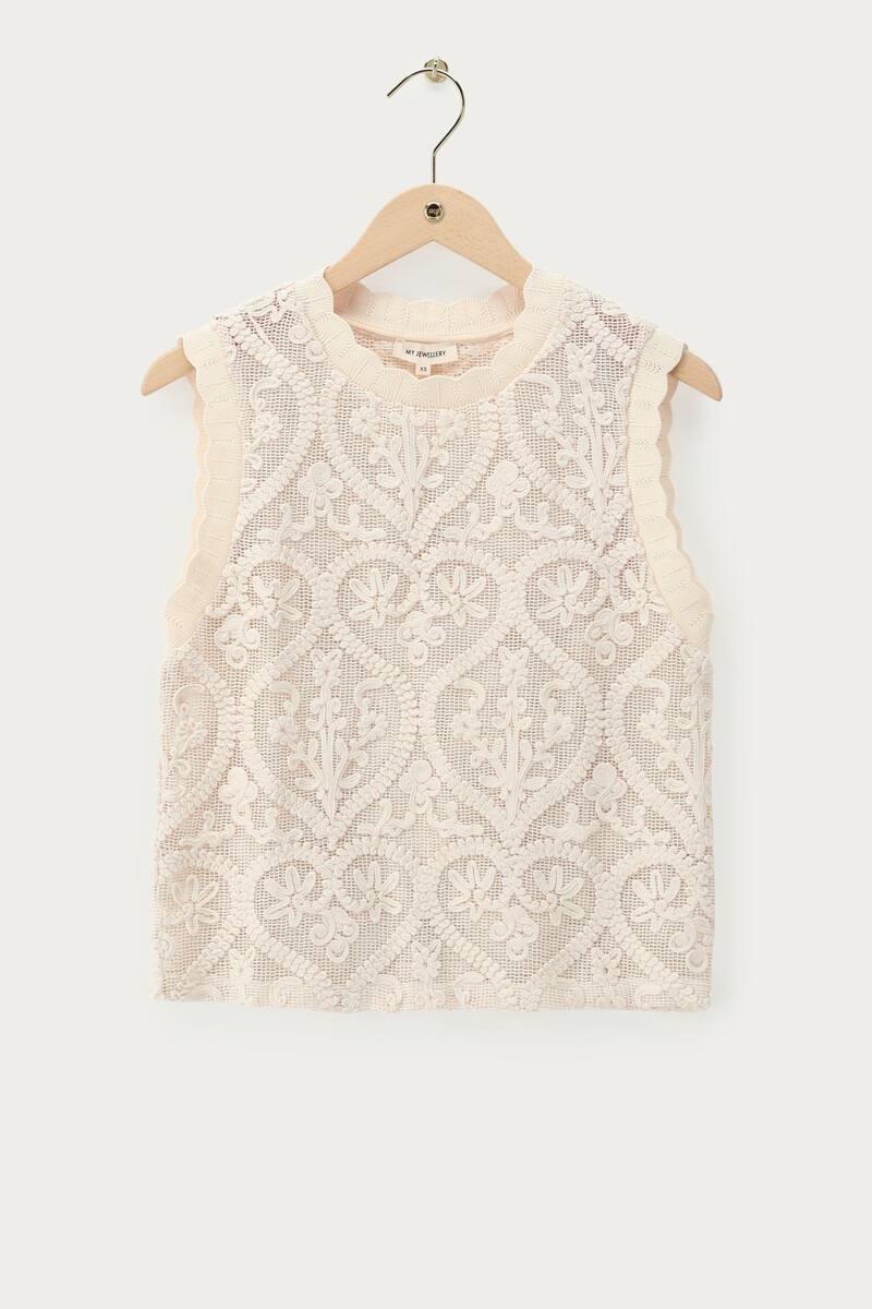 Beige sleeveless crochet top | My Jewellery