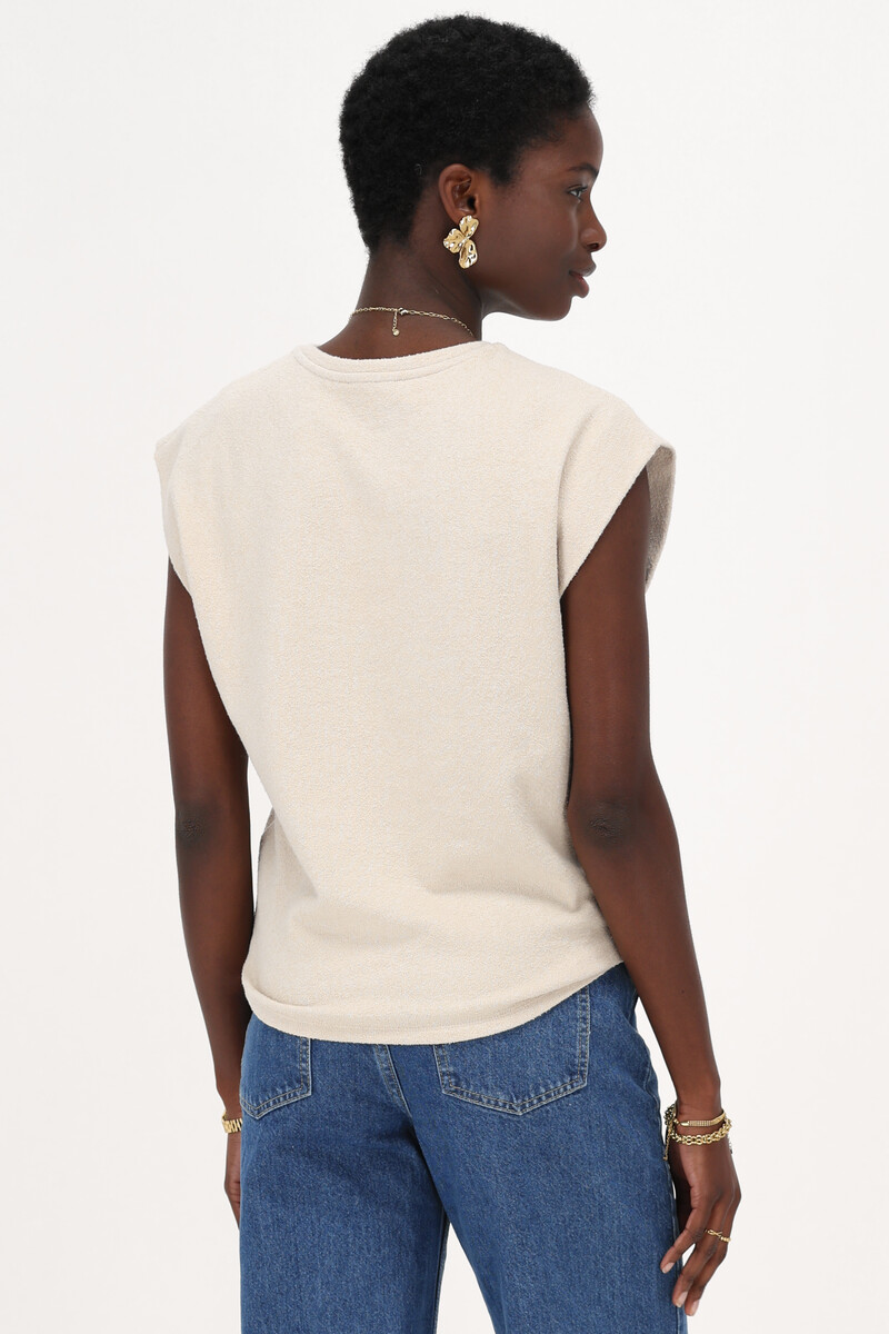 Beige textured sleeveless T-shirt | My Jewellery