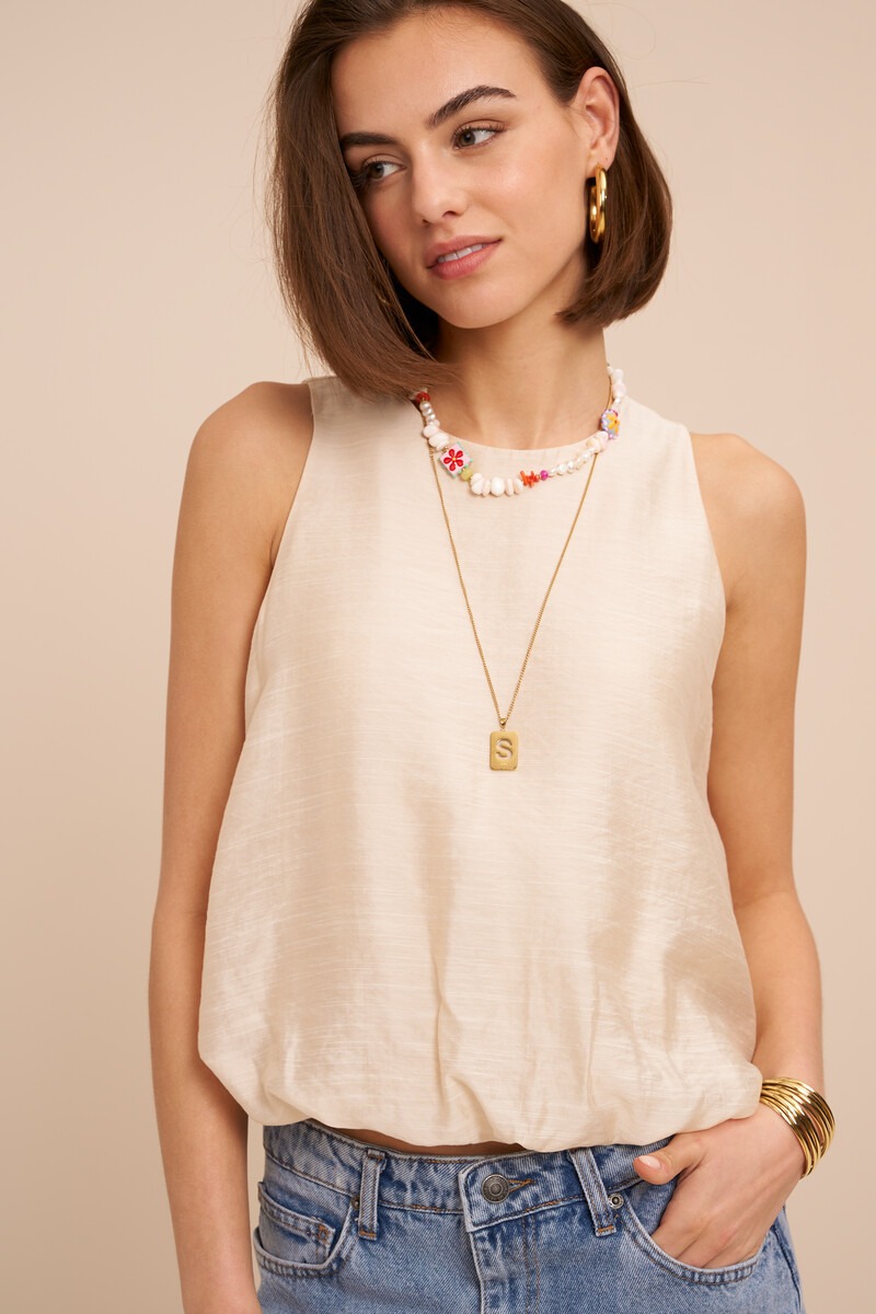 Beige sleeveless top in balloon look | My Jewellery