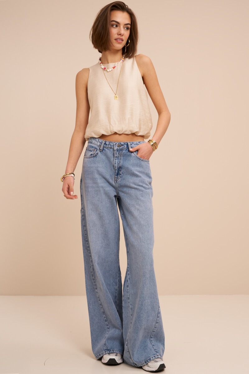 Beige sleeveless top in balloon look | My Jewellery