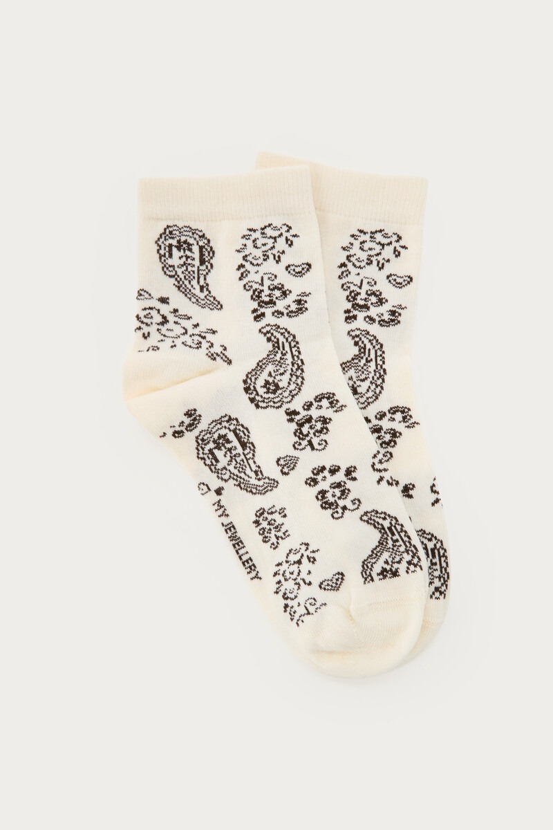 Beige socks with paisley print | My Jewellery