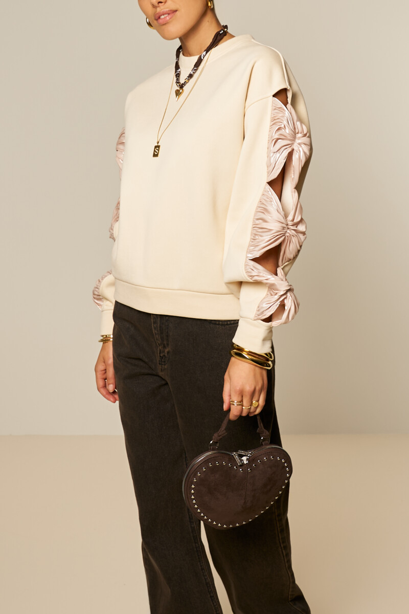 Beige sweater with satin bows | My Jewellery