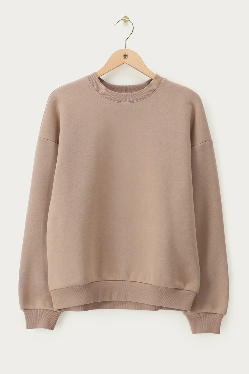 Beige sweatshirt with teddy patch | My Jewellery