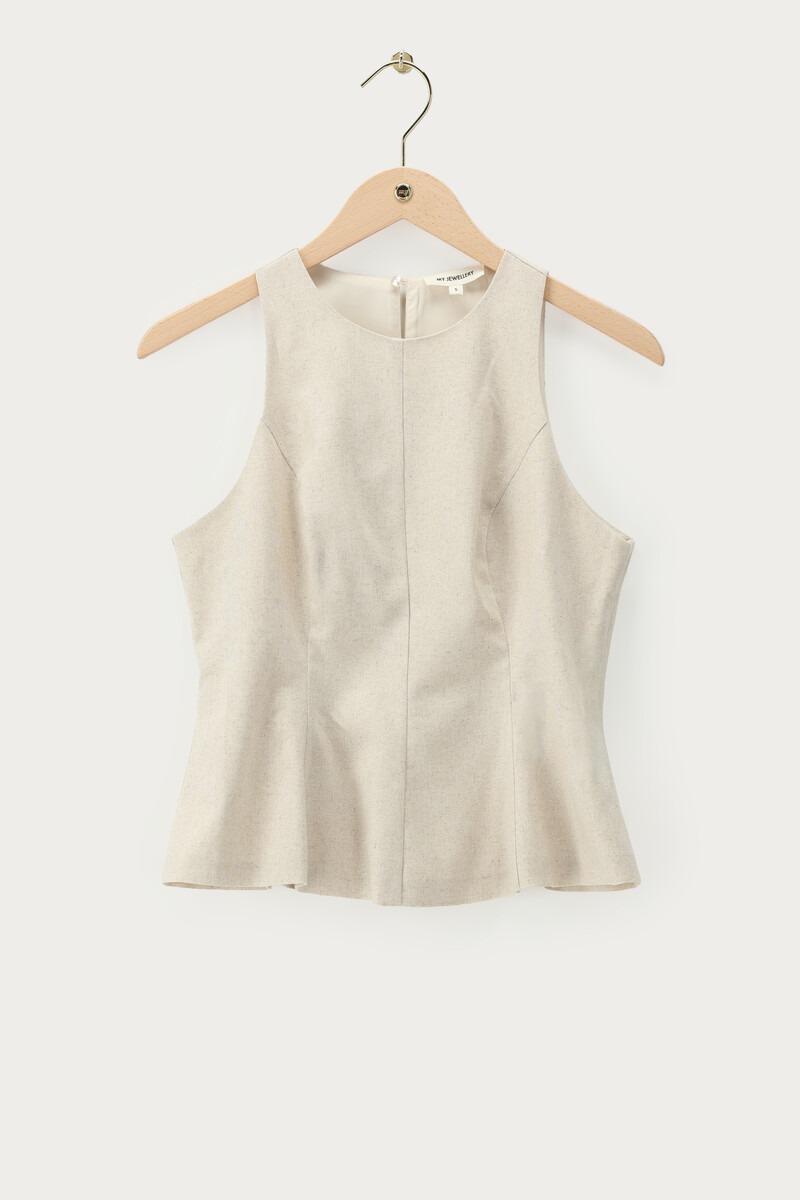 Beige tank top in linen look | My Jewellery