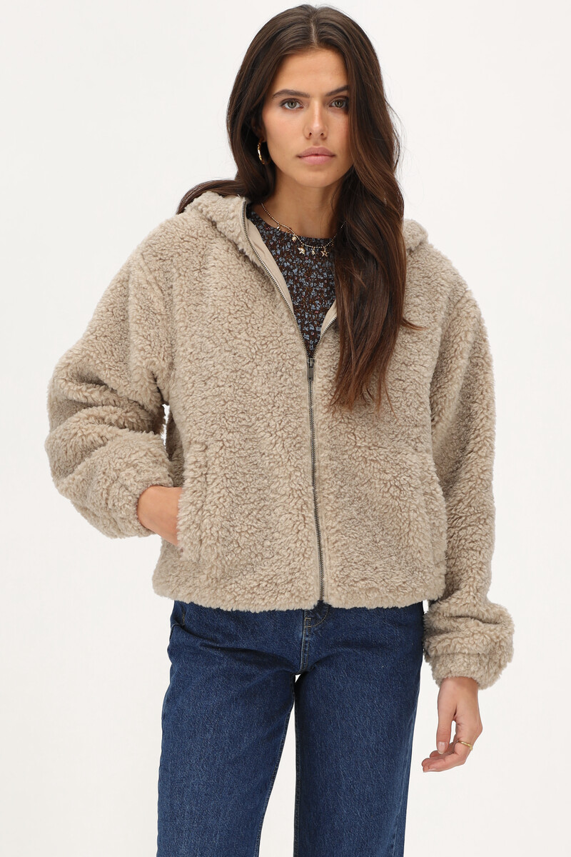 Beige teddy coat with hood My Jewellery