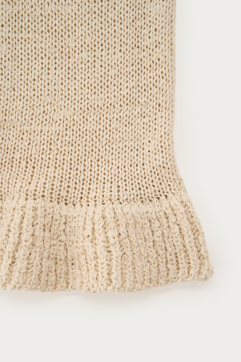 Beige tape-yarn top with peplum | My Jewellery