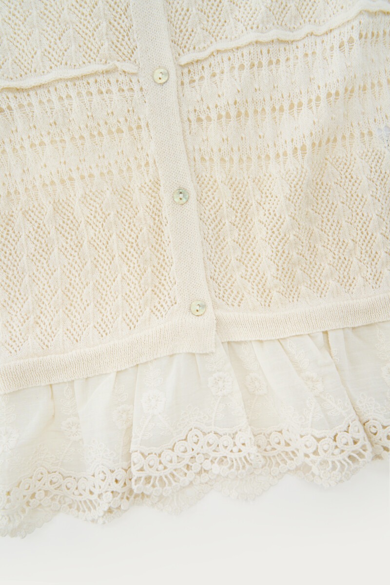 Beige top with ajour and short sleeves | My Jewellery