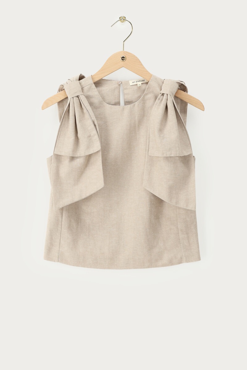 Beige top with bow details | My Jewellery