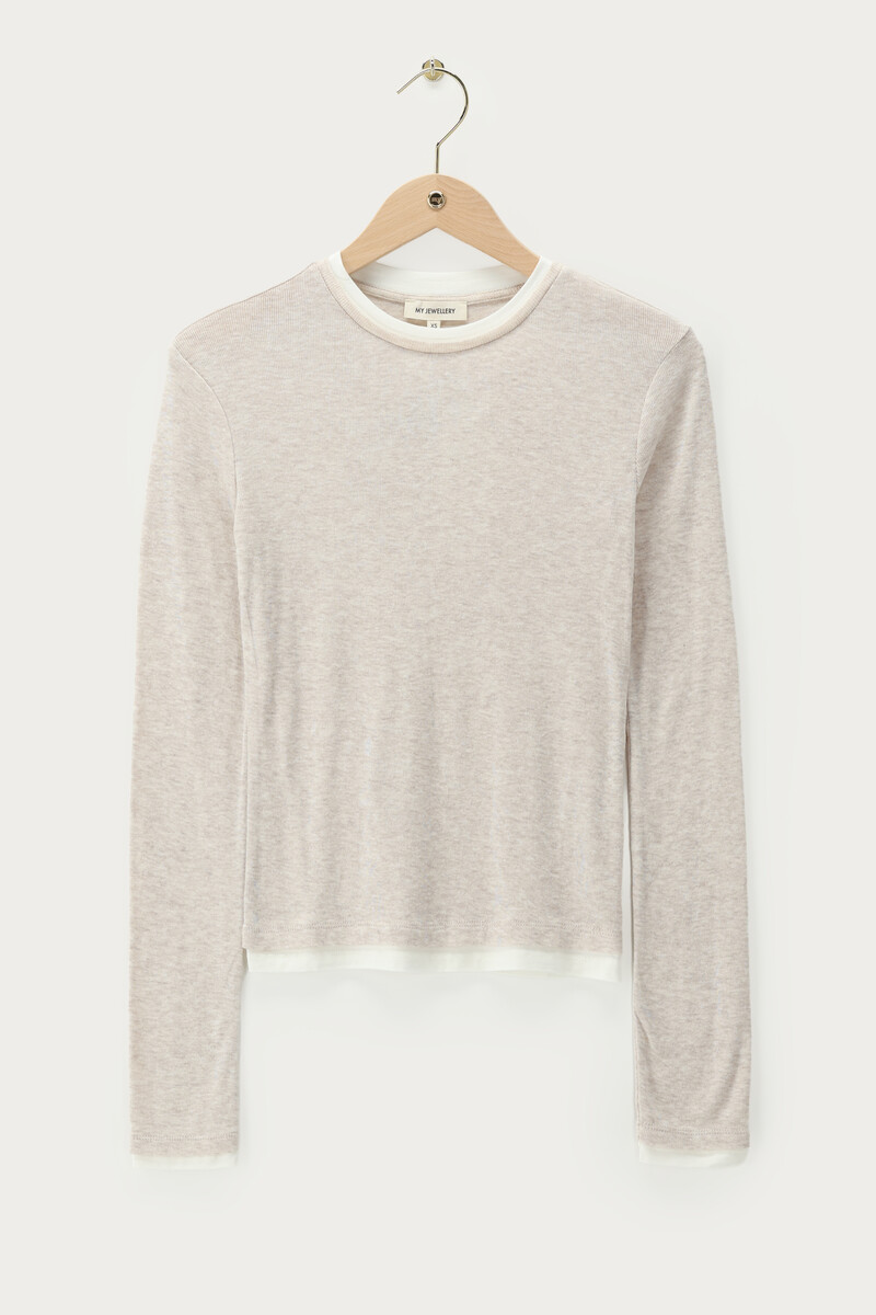 Beige double layer top with long sleeves | My Jewellery