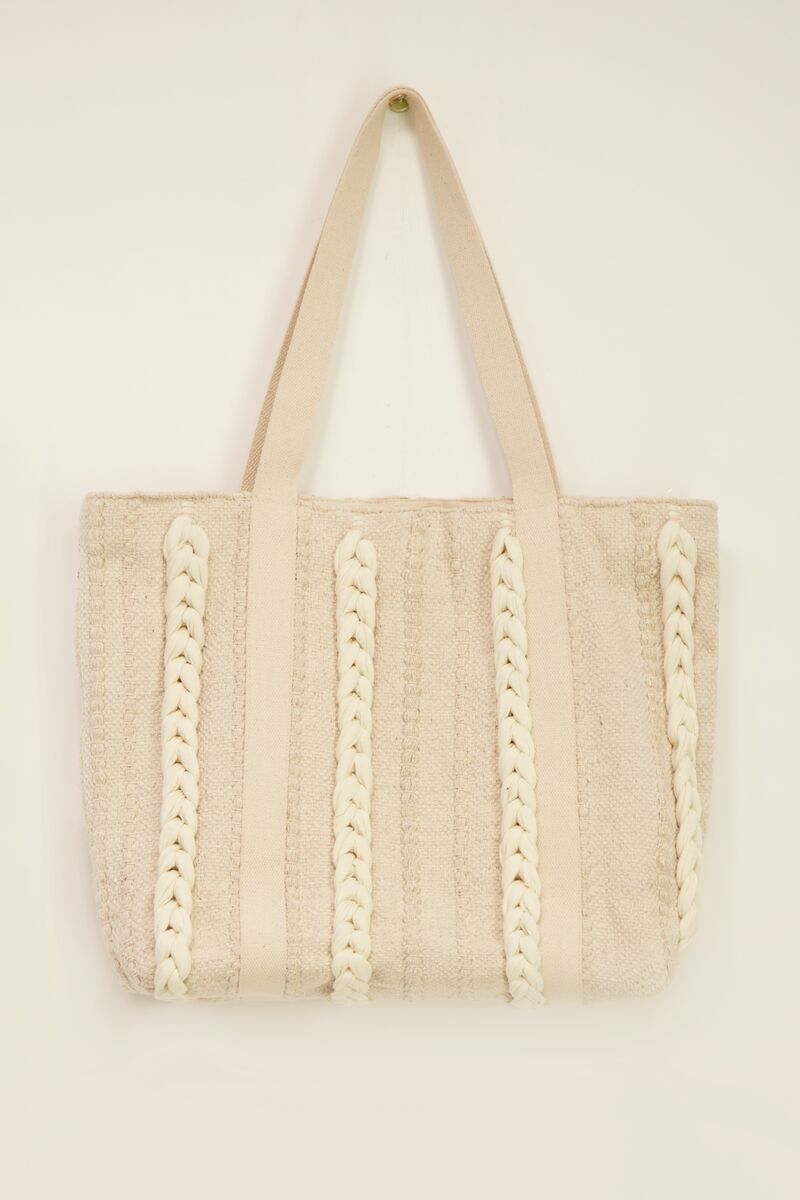 Beige shopper met gevlochten details  | My Jewellery
