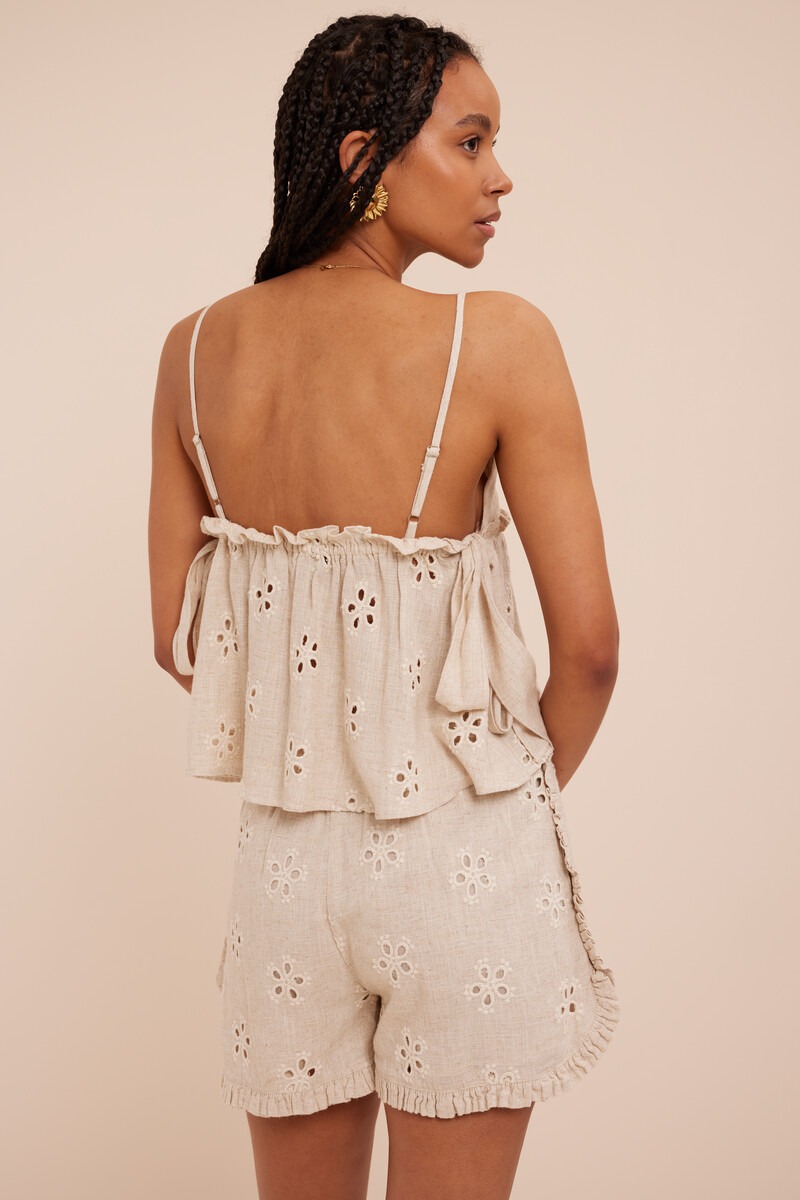 Beige triangle top with embroidery | My Jewellery