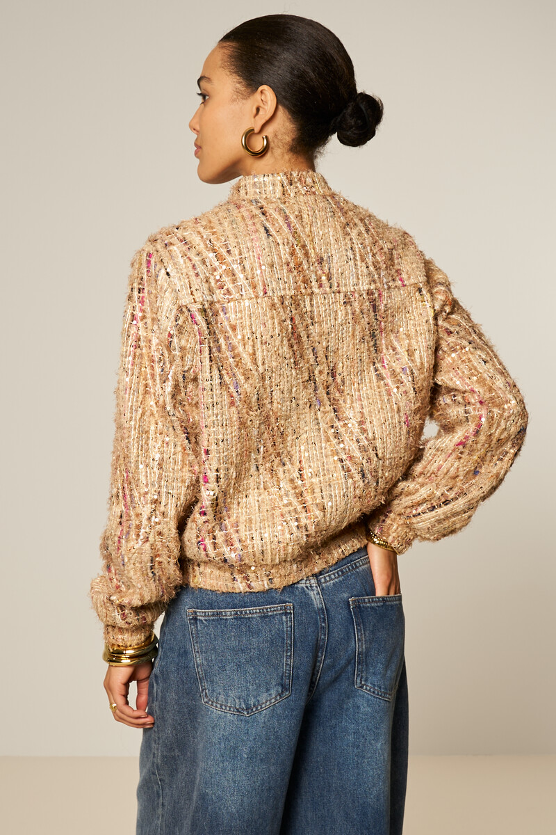 Beige tweed jacket with sequins | My Jewellery