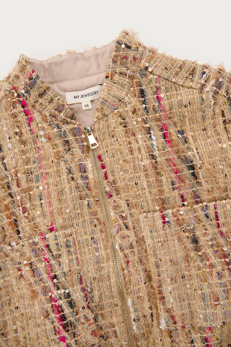 Beige tweed jacket with sequins | My Jewellery