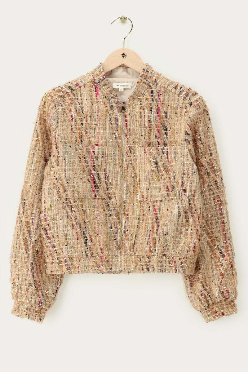 Beige tweed jacket with sequins | My Jewellery