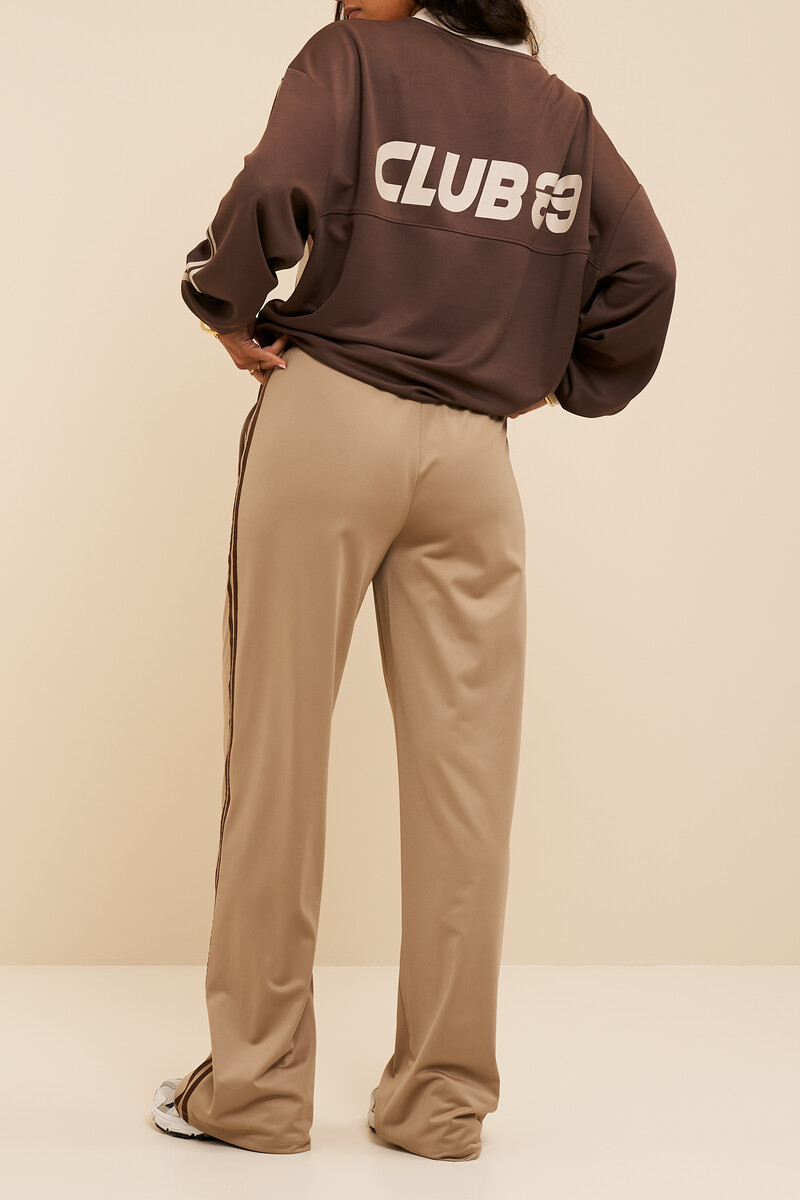 Beige wide jogger trousers with stripes | My Jewellery