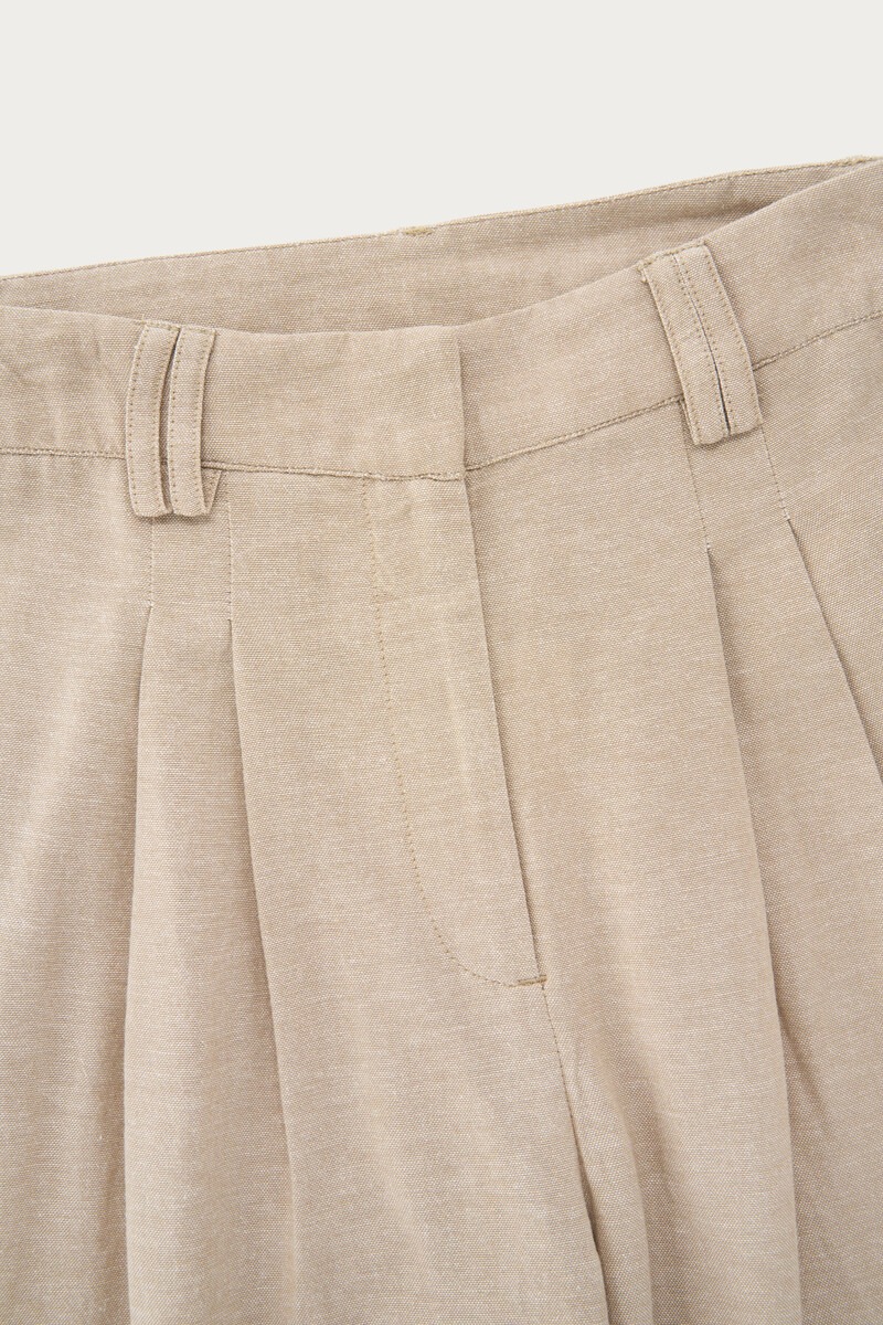 Beige wide leg trousers in linen look | My Jewellery