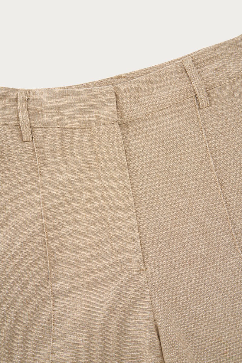 Beige wide leg trousers with pintuck | My Jewellery