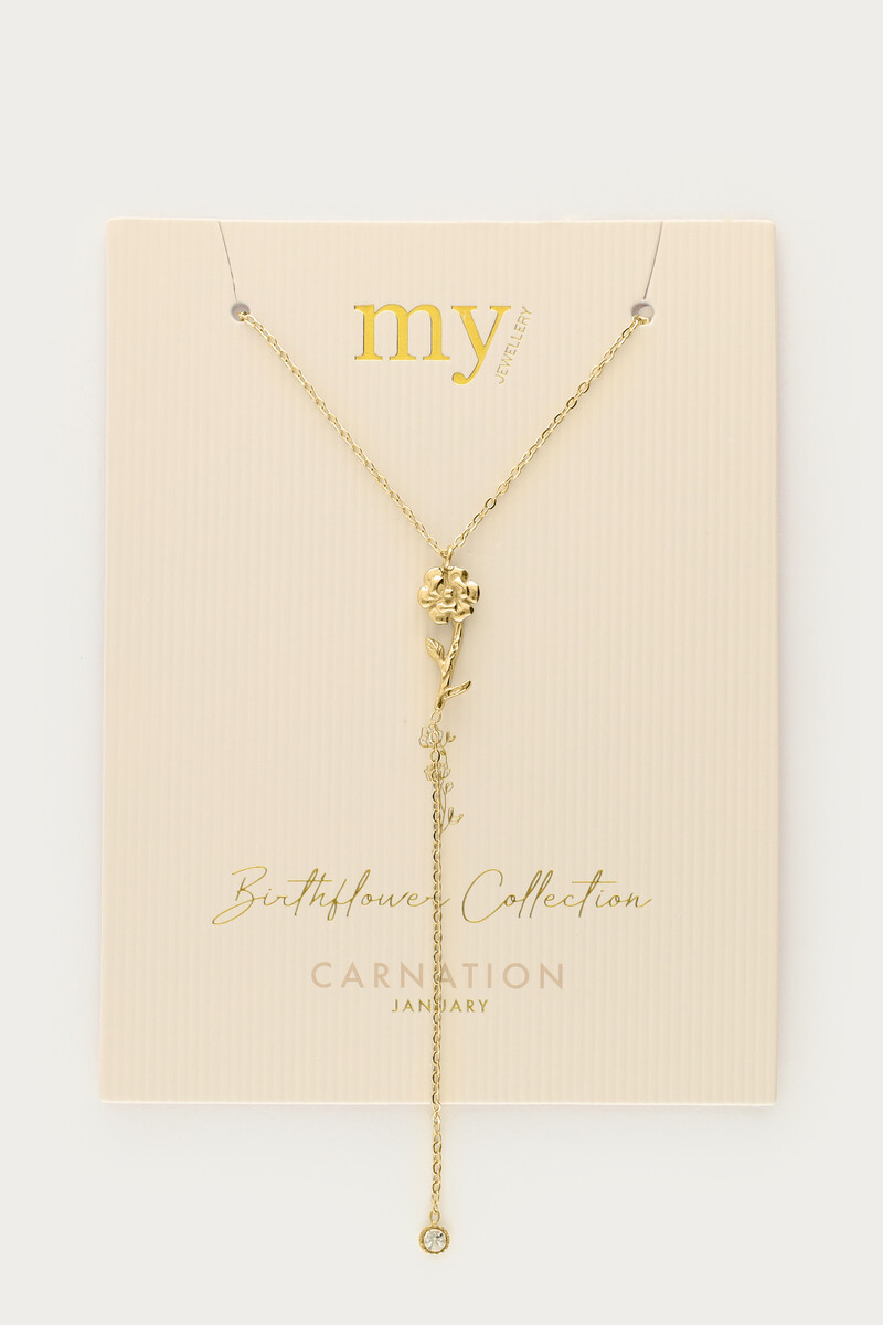 Birth Flower charm necklace with rhinestone